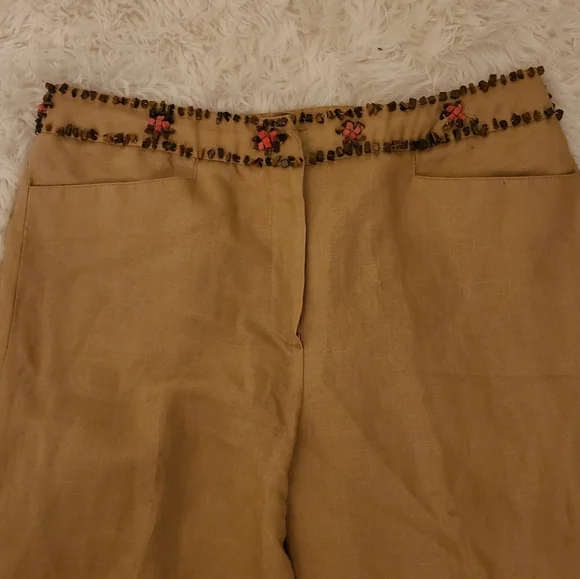 LARRY LEVINE PETITE Women's Beaded Crop Pants. Front Pockets. SIZE 8P - Picture 2 of 11